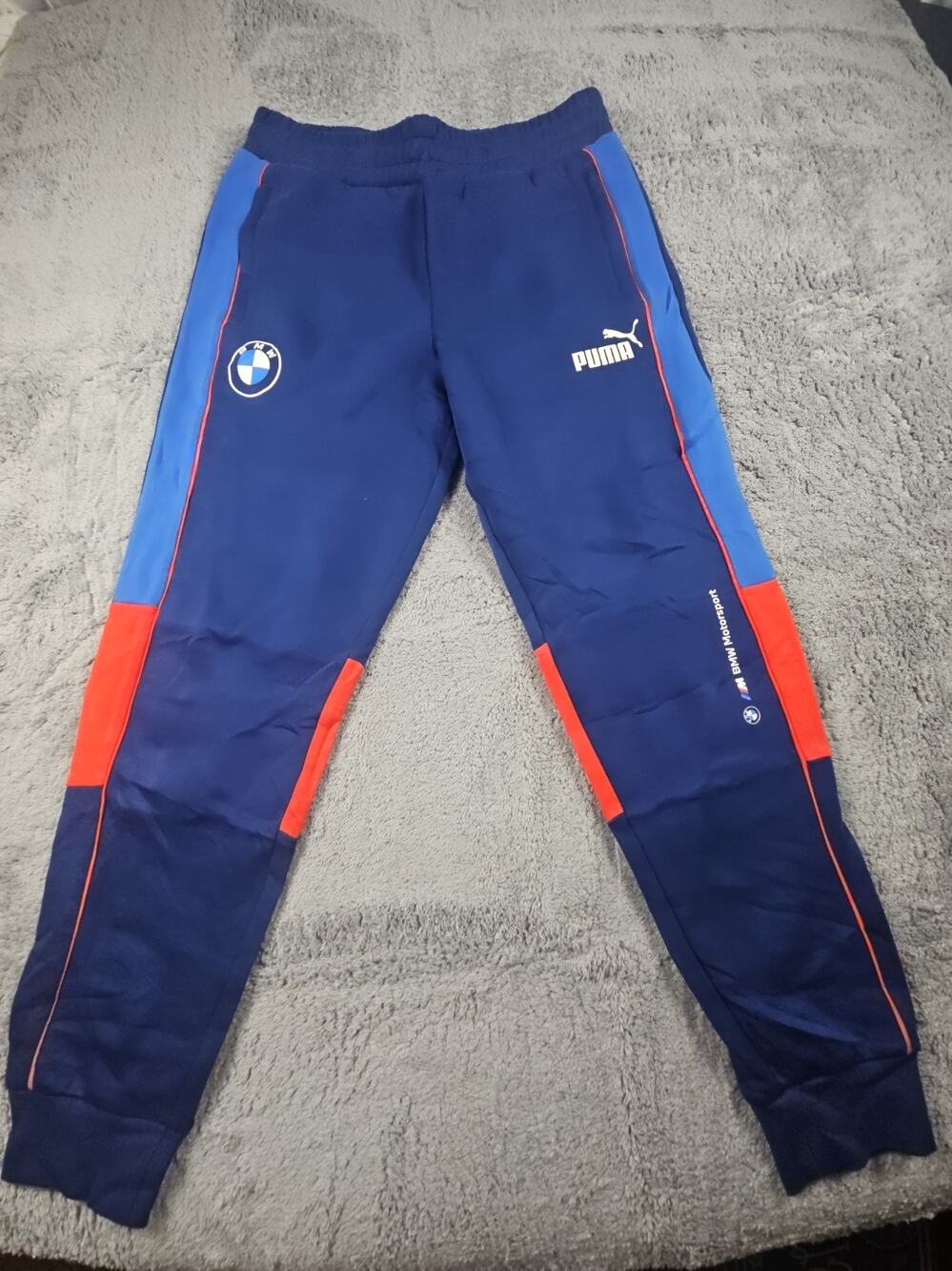Mens BMW M Motorsport Red and Blue Racing Track Pants Joggers by PUMA